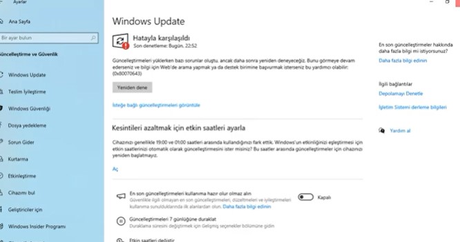 Windows 10 Güncelleme Sorunu KB5034441 Hatası kesin çözüm