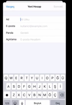 İphone İos 14.0.1 Sürüm Pop3 Mail Kurulumu